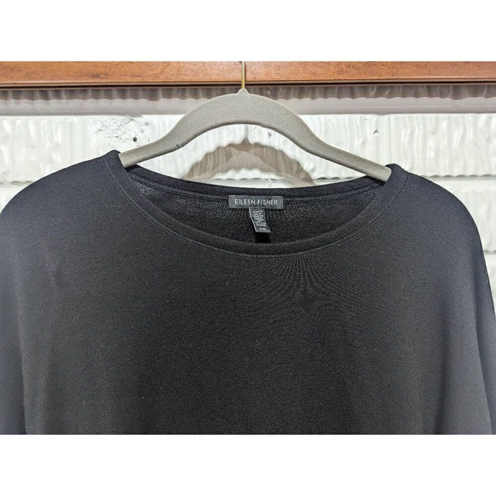 Eileen Fisher Women's Black Hi Low Hem Super Soft Knit Long Sleeve Tunic Large - Picture 5 of 8